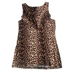 Soma womens tank top ruffled sleeveless brown animal leopard print XS made USA
